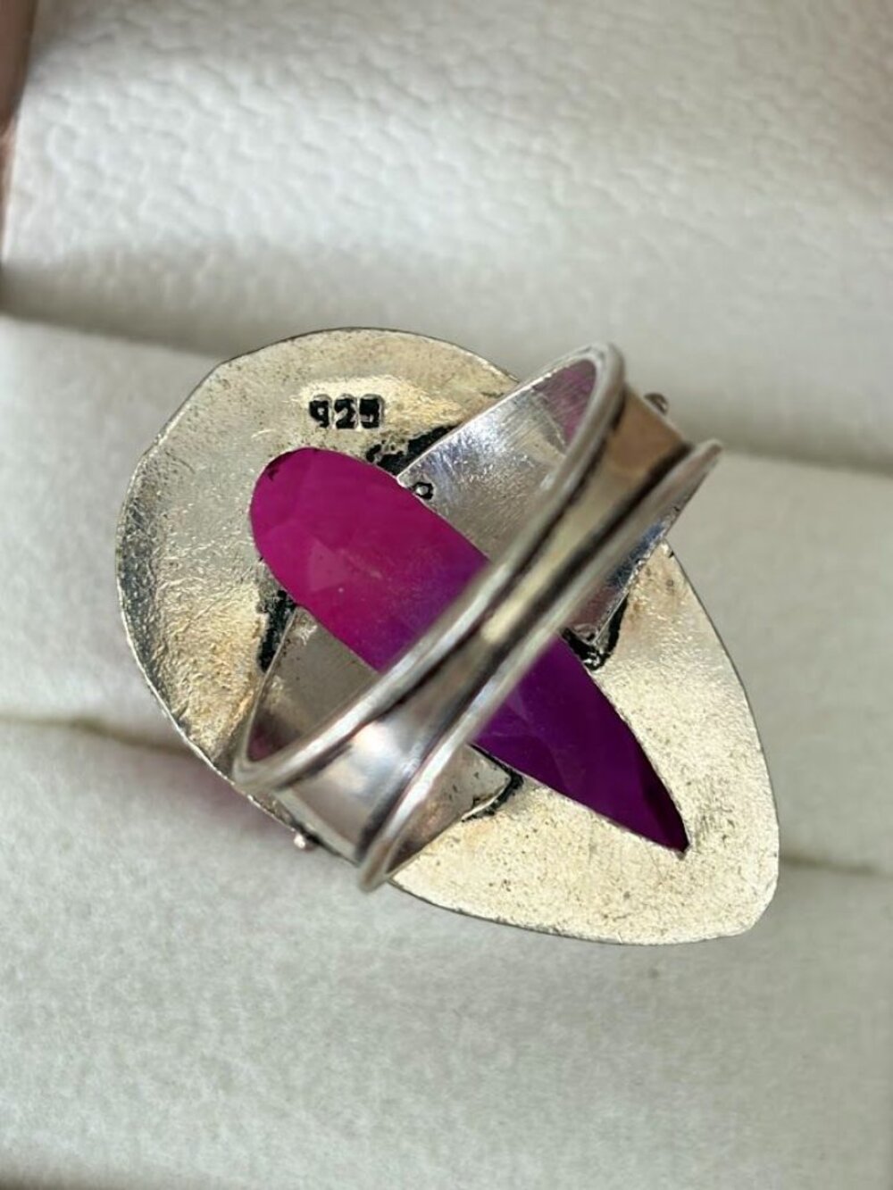 Vintage 925 Sterling Silver Pink Bi-Color Tourmaline Statement Ring Size 8 - Picture 4 of 7